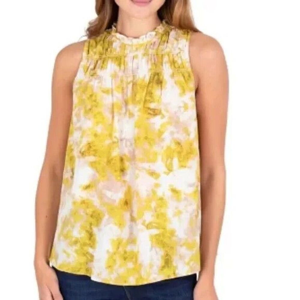 Joie Women's Summer Porcelain Print Sleeveless Top NWT 198 yellow lim